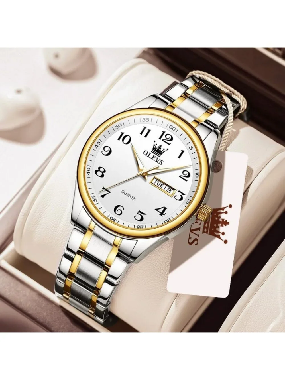 Men's Silver And Gold Stainless Steel Analog Quartz Classic Waterproof Watch